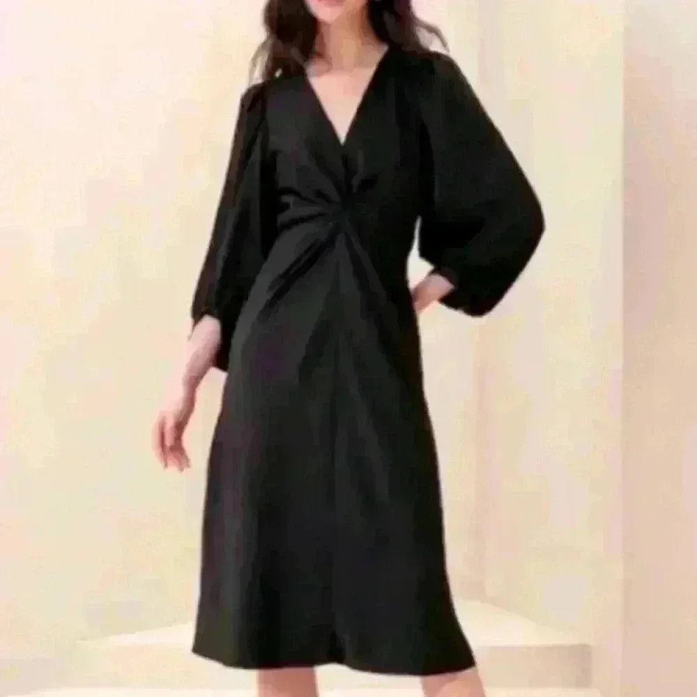 BANANA REPUBLIC TWIST-FRONT MIDI DRESS